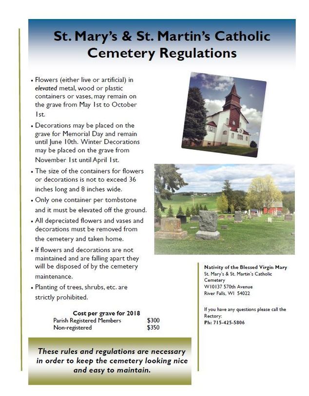 Cemetery/Funerals Nativity of the Blessed Virgin Mary River Falls, WI